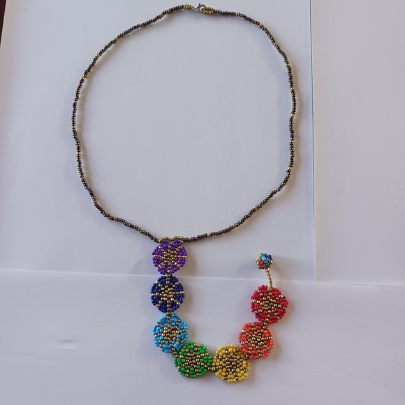 Handmade beaded seed Necklace 7 chakras - Picture 6 of 6